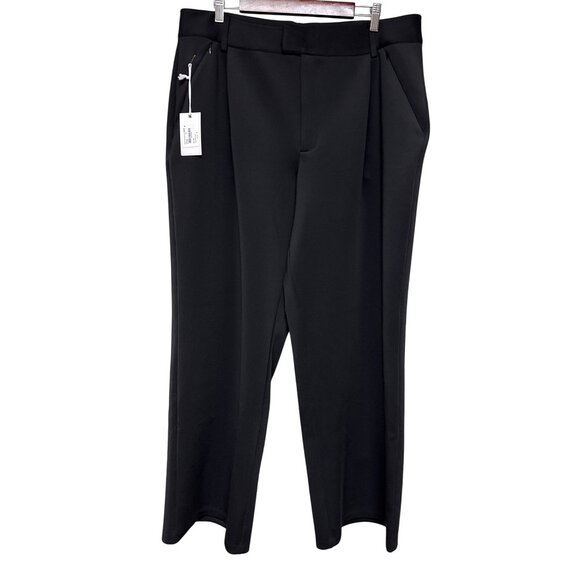 NWT Good American Women's Pants Scuba Knit Black Trouser Zip Pockets Size 16 - Picture 2 of 13